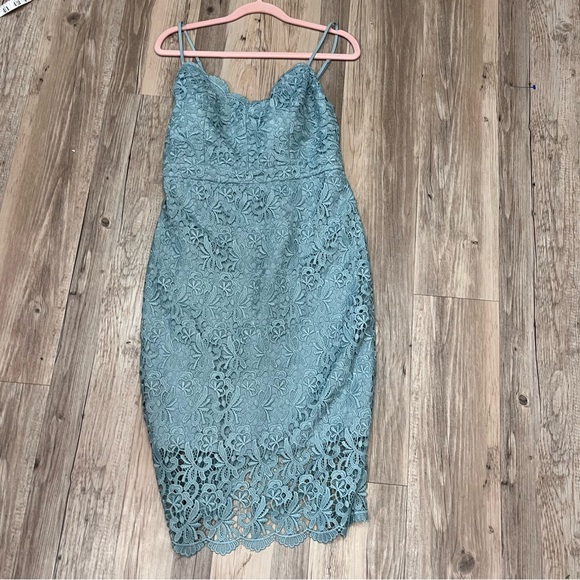 J. Crew midi dress lace sage green teal size 2 - Picture 6 of 8